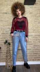 Pantalón Denim Tachuelas