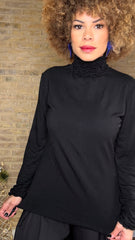 Camiseta Polar Cuello Rizado Negra