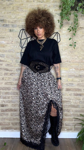 Falda Raso/Puntilla MAXI Print