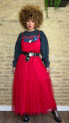 Vestido Tul Plumeti Rojo