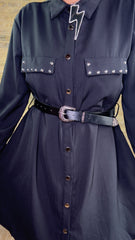 Vestido Tachuelas Cinturón