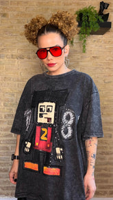 Camiseta Mickey Robot Gris Oscuro