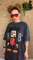 Camiseta Mickey Robot Gris Oscuro