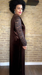 Vestido Choco Manga Encaje