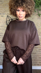 Camiseta Mangas Encaje Choco