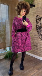 Vestido Sudadera Zebra Fucsia - Exclusivo LOOFRO