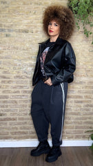 Pantalón Baggy Raya/Felpa Negro