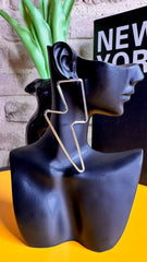 Silver Steel Lightning Earrings