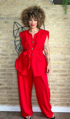 Conjunto Vestir Maxi Rojo