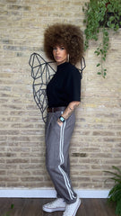 Pantalón Baggy Raya/Felpa Taupe