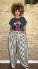 Pantalón Balloon Verde Raya