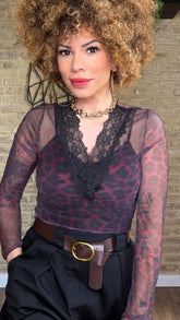 Camiseta Gasa Encaje Roja