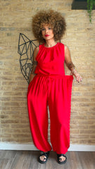 Pantalón Fluido Rojo Tachuela