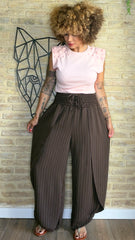 Pantalón Fluido Raya Diplomática Choco