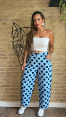 Pantalón Balloon Lunares Azul