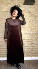 Vestido Choco Manga Encaje