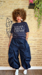 Pantalón Gabardina Fruncido Marino