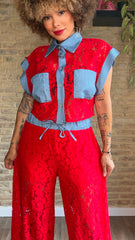 Conjunto Encaje Rojo