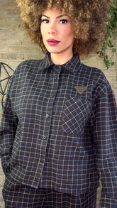 Camisa Franela Gris Cuadros