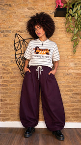 Pantalón Barrel Tejido Granate
