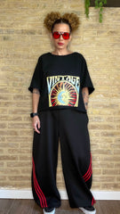 Pantalón Raya Roja Negros