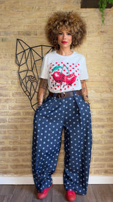 Pantalón Denim Lunares