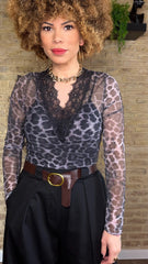 Camiseta Gasa Encaje Azul