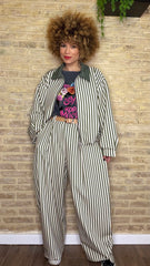 Pantalón Balloon Verde Raya