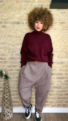 Pantalón Baggy Cinturón Cuadro/Buganvilla