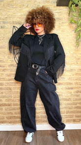 Pantalón Denim Oscuro Botón