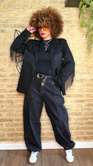Pantalón Denim Oscuro Botón