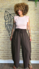 Pantalón Fluido Raya Diplomática Choco