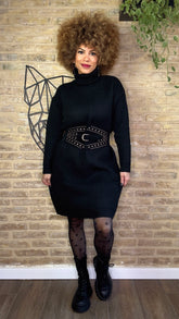 Vestido Cuello Punto Negro