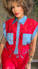 Conjunto Encaje Rojo
