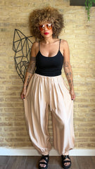 Pantalón Fluido Botón Beige