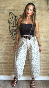 Pantalón Print Vaquero Beige