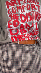 Pantalón Baggy Cinturón Cuadro/Marrón