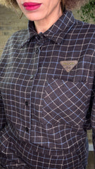 Camisa Franela Gris Cuadros