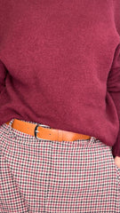 Pantalón Baggy Cinturón Cuadro/Buganvilla