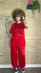 Conjunto Encaje Rojo