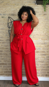 Conjunto Vestir Maxi Rojo