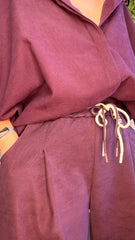 Pantalón Barrel Tejido Granate