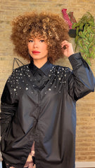 Camisa Tachuela Maxi Negra