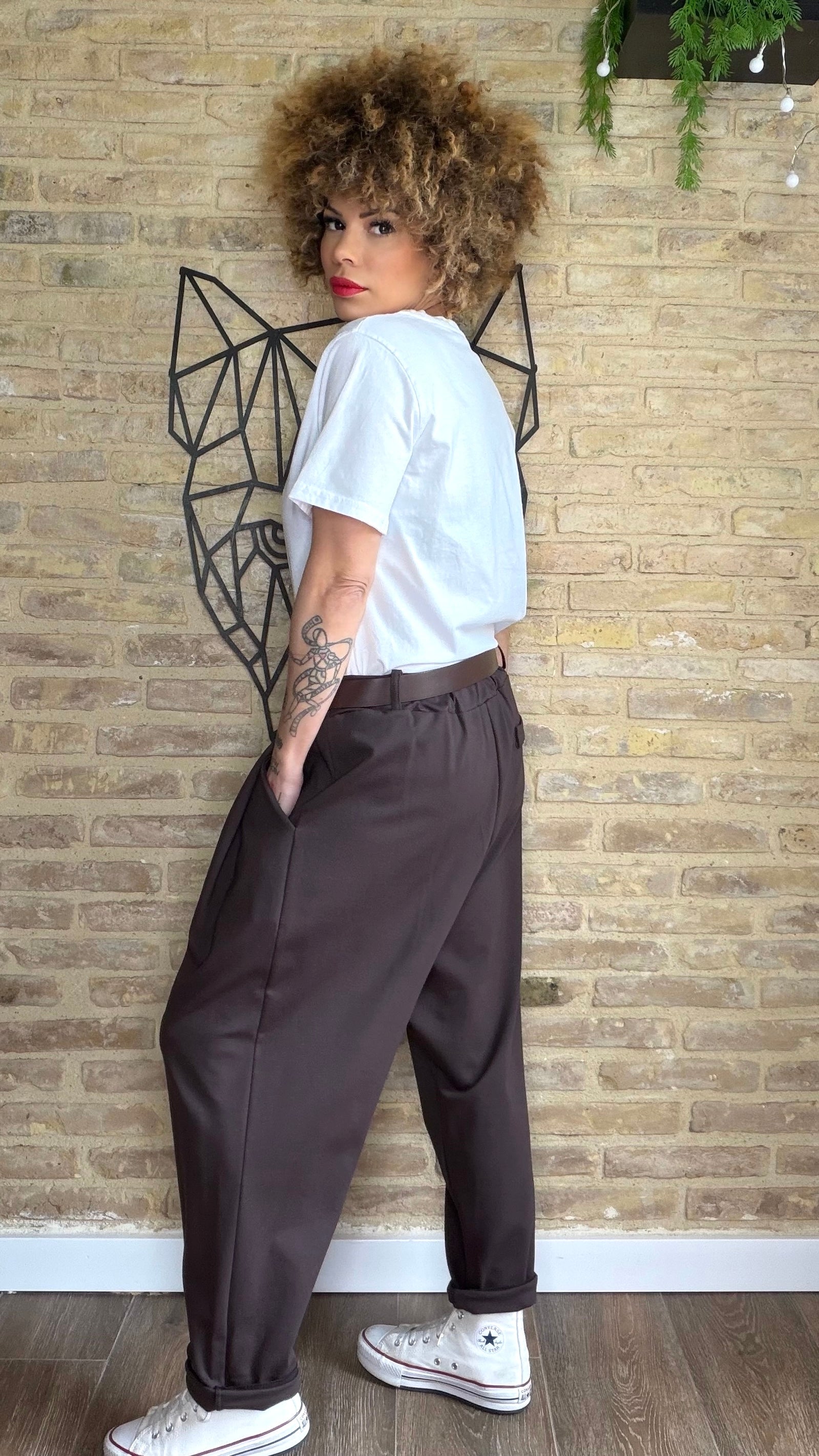 Pantalón Baggy Cinturón Choco