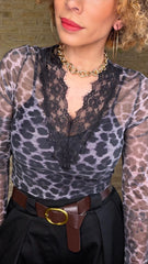 Camiseta Gasa Encaje Azul