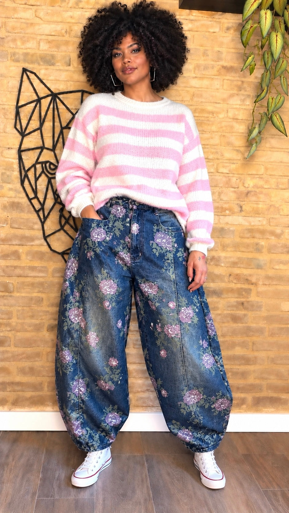 Pantalón Denim Flores