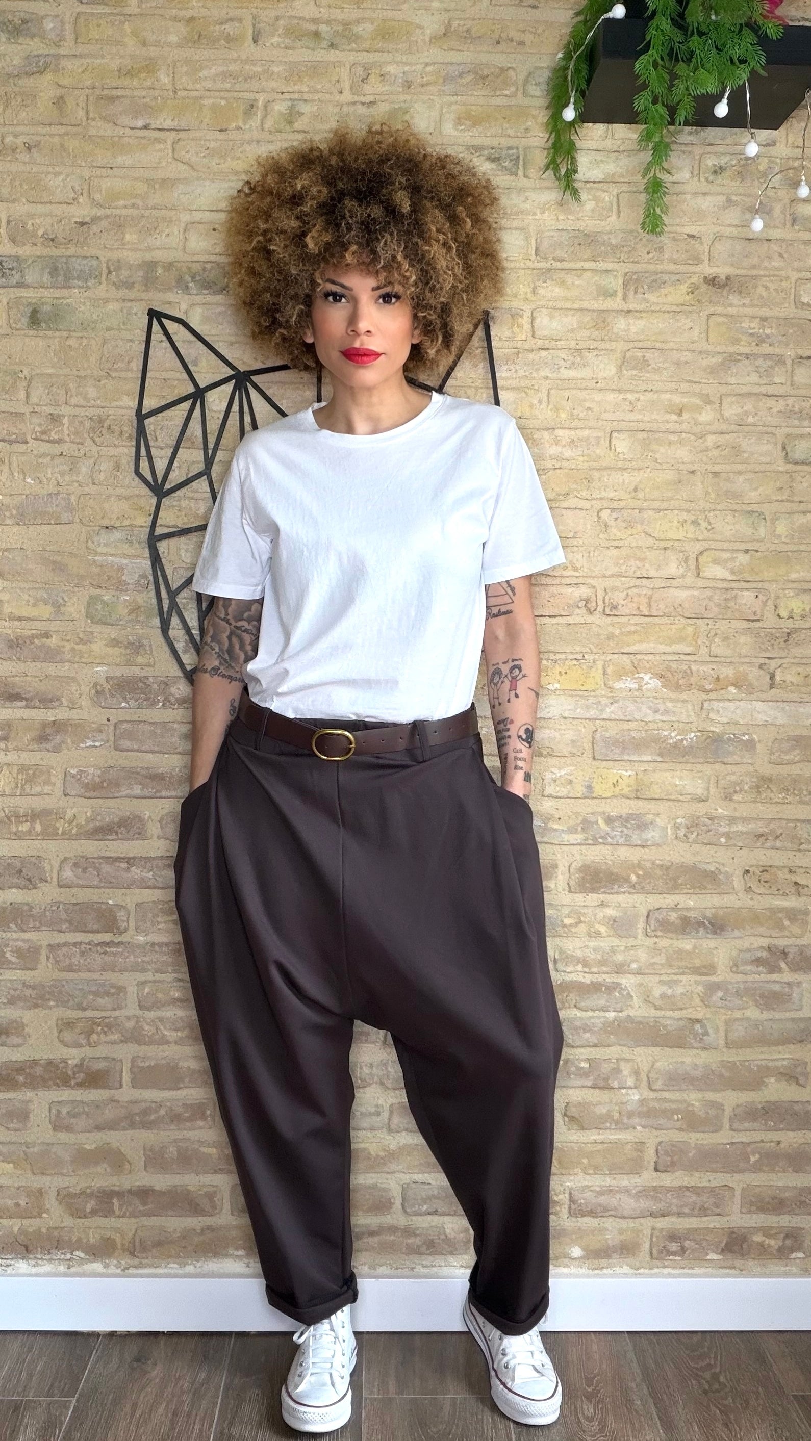 Pantalón Baggy Cinturón Choco