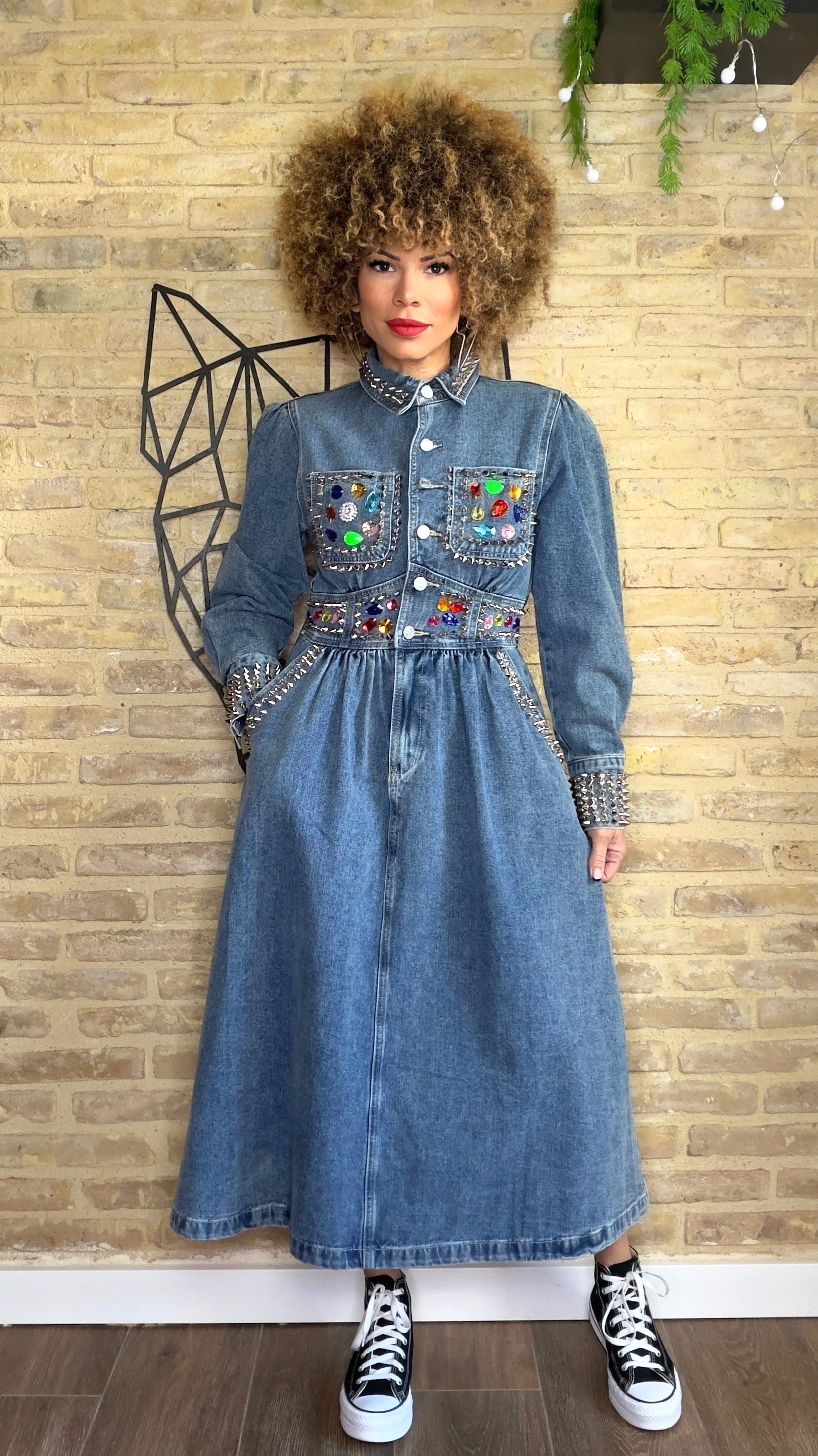 Vestido Denim Tachuelas Xtrass