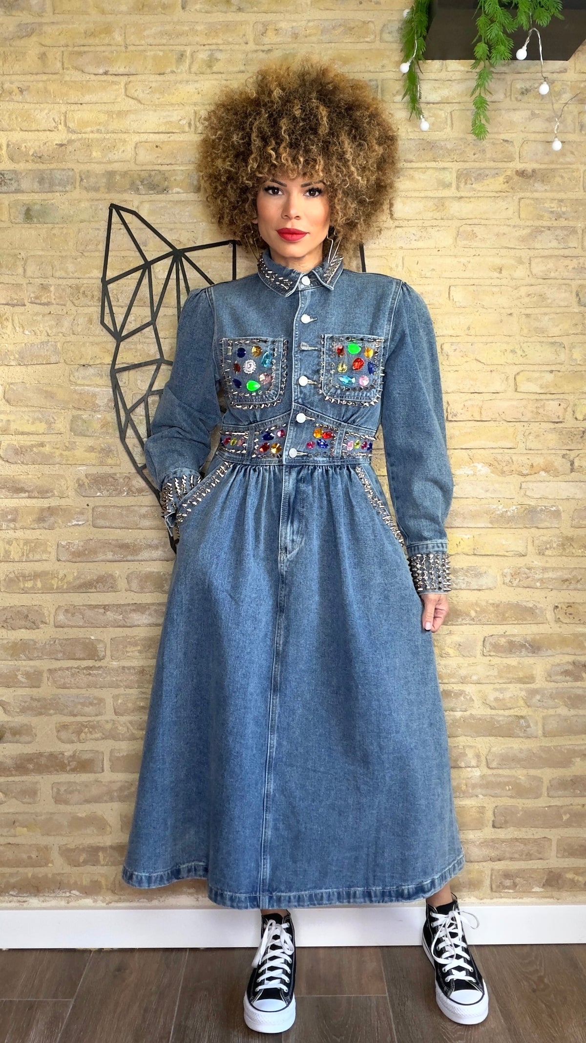 Vestido Denim Tachuelas Xtrass