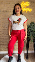 Camiseta Perro Salchicha Roja